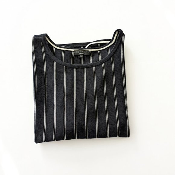 RAG & BONE black white striped knit top 3/4 Sleeve blouse - Picture 11 of 11